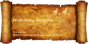 Andrássy Aranka névjegykártya